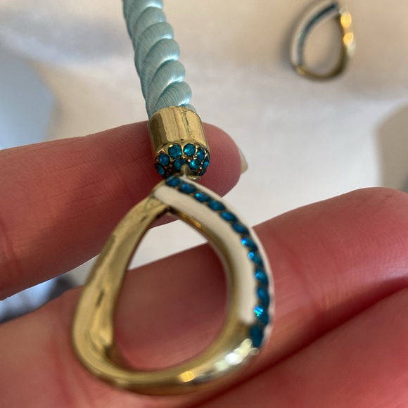 Heidi Daus “Summer Breeze” Lariat Style 30” Turquoise Cord Necklace. - Picture 5 of 9